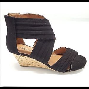 Lawson Criss Cross Sandals Canvas Cork Wedge